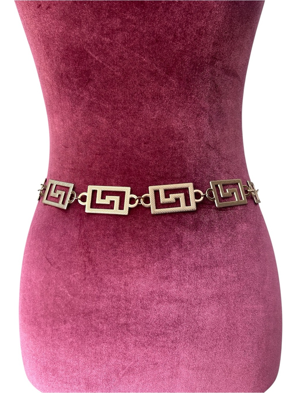 Geometric Greek Link Gold Chain Statement Belt